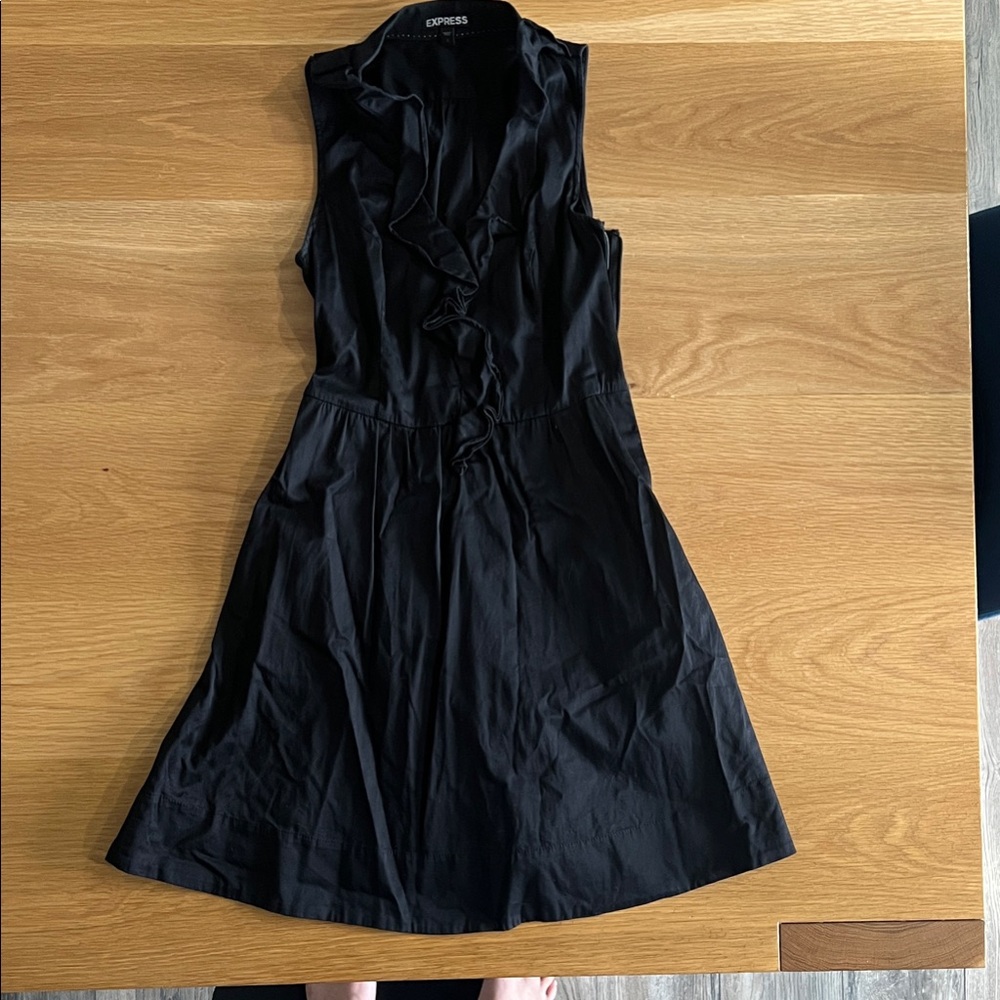 Express Black Design Studio Ruffled Front Dress